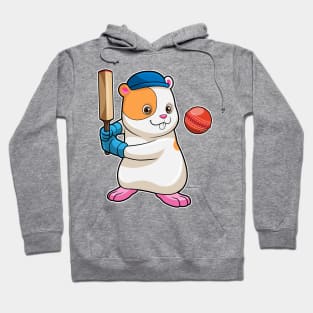 Hamster at Cricket with Cricket bat & Cap Hoodie